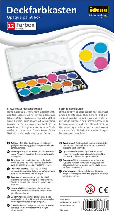 Actual product image Idena Opaque Ink Box 12s 1 Tube Opaque White (Multicoloured, 7.50 ml)