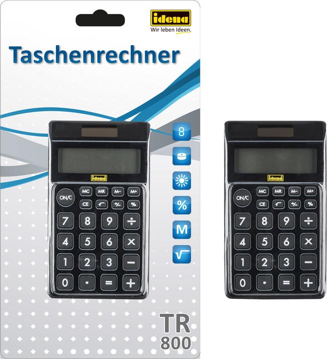 Productafbeelding Idena Zakrekenmachine TR800 zwart, 8-cijferig (Batterijen, Zonnecellen)