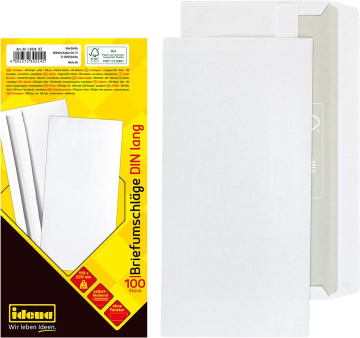 Idena BU DL white 75g 100s sk o.F. FSC mix (DIN long (11 x 22 cm), 100 x)