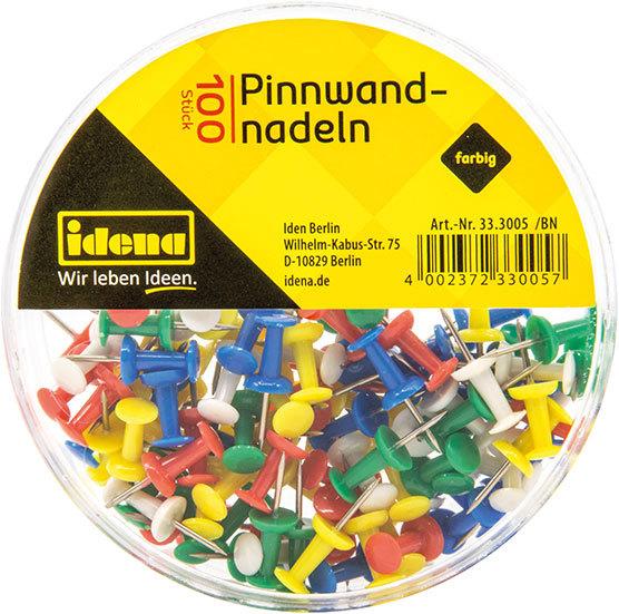 Idena Prikbordspelden 100 stuks assorti kleuren (100 x)