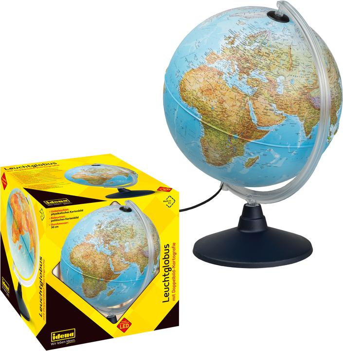 Actual product image Idena Glow globe earth w. 2 map pictures, Ø30cm (30 cm)