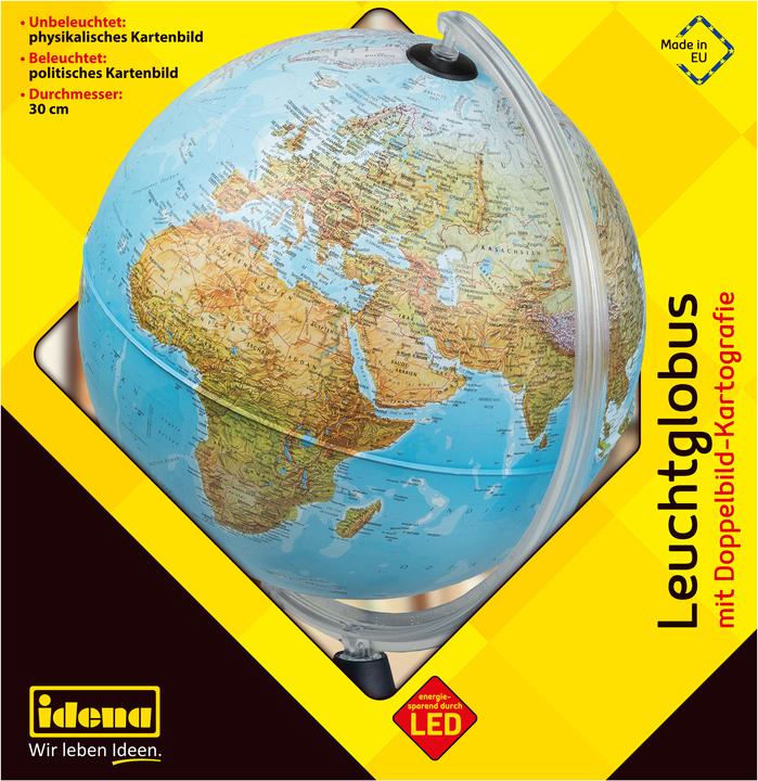 Actual product image Idena Glow globe earth w. 2 map pictures, Ø30cm (30 cm)