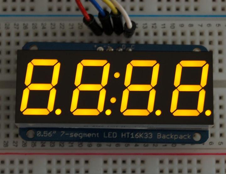 Produktbild Adafruit 0.56" 4-Digit 7-Segment w/I2C Gelb (Diverse)