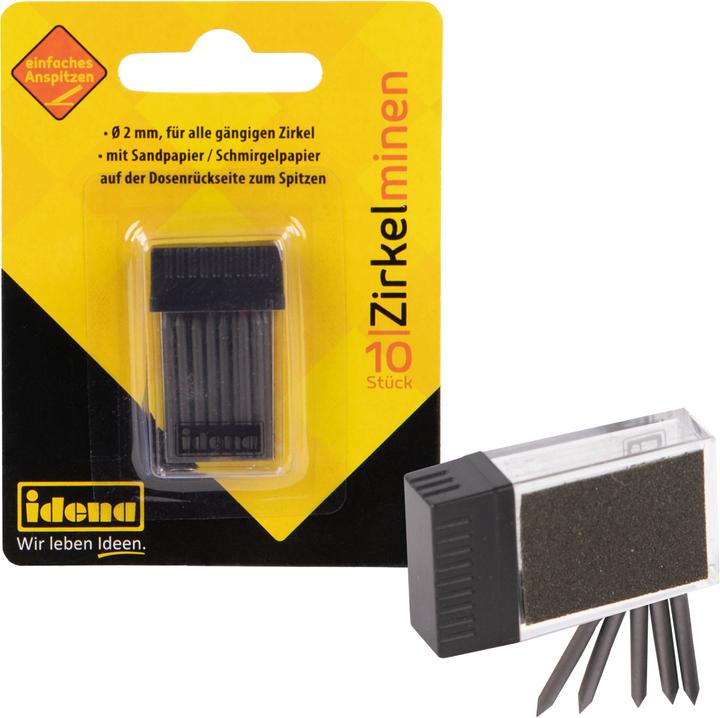 Actual product image Idena Compass refills 10s in tin with sandpaper