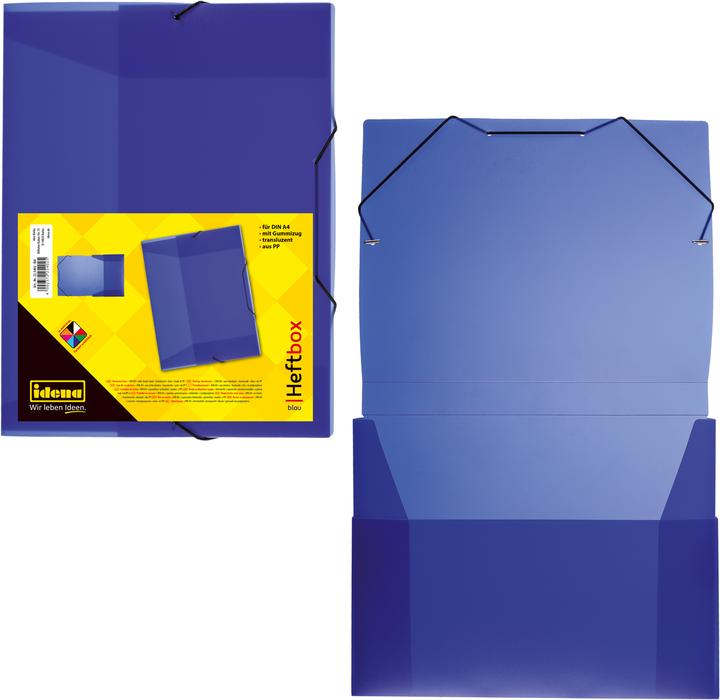 Produktbild Idena Heftbox A4 Gummizug PP transluzent blau (A4, 1 x)