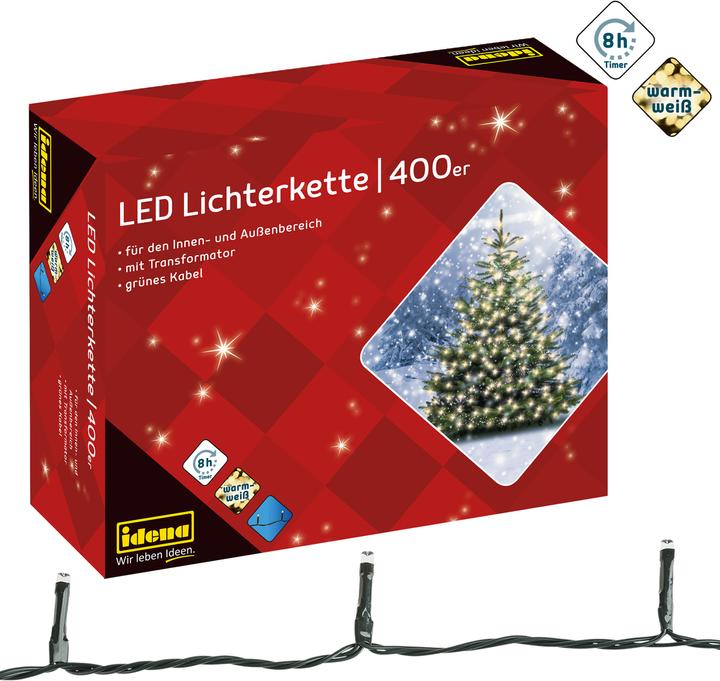 Produktbild Idena LED Lichterkette 400er WW,8h Timer,47,90m (0.19 m)