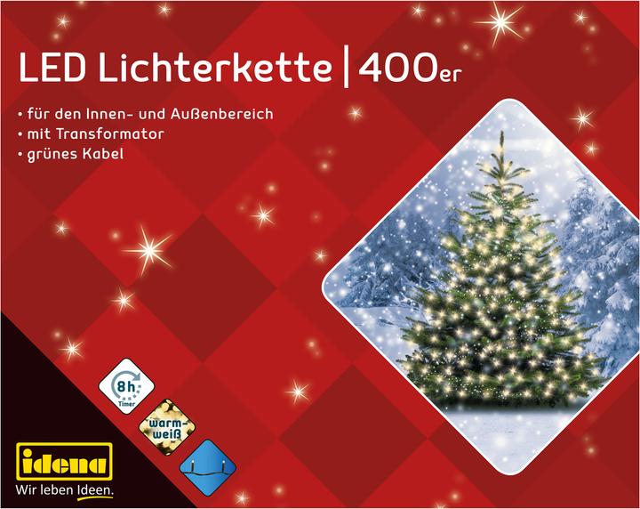 Produktbild Idena LED Lichterkette 400er WW,8h Timer,47,90m (0.19 m)