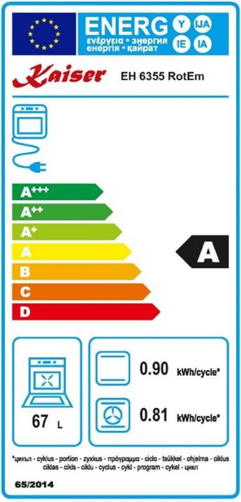 Energy Label Kaiser EH 6355 RotEm + KCG 6335 RotEm Turbo (Wall hood)