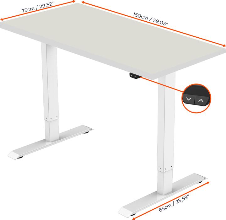 Produktbild Celexon elektrisch höhenverstellbarer Schreibtisch Economy eAdjust-71121 - weiss, inkl. Tischplatte 1