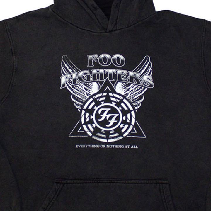 Actual product image Foo Fighters Unisex Adult Everything Or Nothing At All Logo Stone Wash Pull Over Hoodie (XXL)