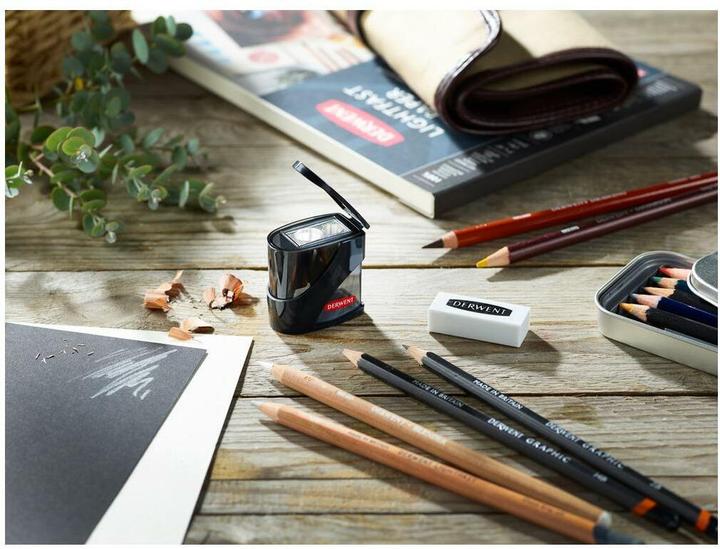 Image du produit Derwent Taille-crayon double trou avec réservoir, noir