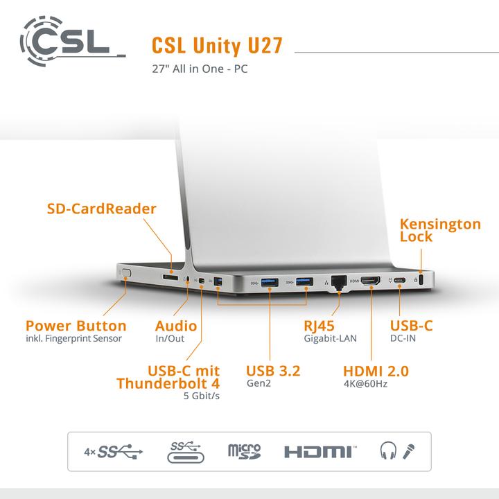 Image du produit CSL All-in-One-PC Unity U27 2000 Go 16 Go RAM Win 11 Famille (Intel Core i5-1235U, 16 Go, 2000 Go, Intel Iris Graphics)