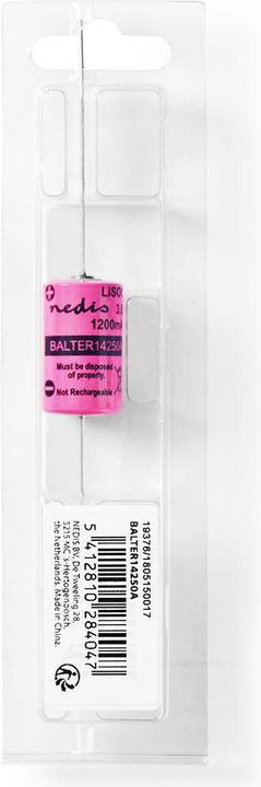 Actual product image Nedis Lithium thionyl chloride battery ER14250 3.60 V Lithium thionyl chloride ER14250 1200 mAh Quantity (1 pcs., 1/2 AA, 1200 mAh)