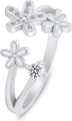 Actual product image Brilio Silver - Charming open ring Flowers with zircons RI125W - Circuit: 55 mm (55)