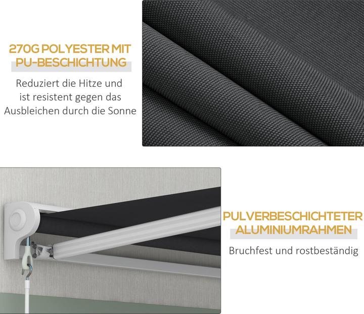 Produktbild Outsunny Markise mit Fernbedienung und Halbkassette (3 m)