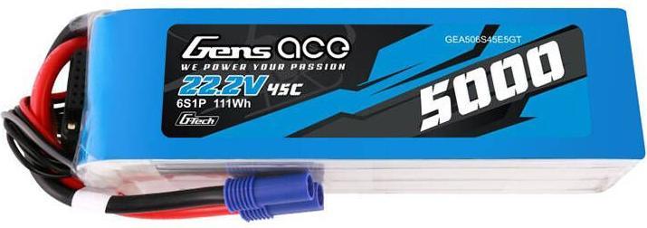 Immagine prodotto Gens Ace Batteria LiPo G-Tech 5000mAh 22.2V 45C 6S1P con connettore EC5 (22.20 V, 5000 mAh)