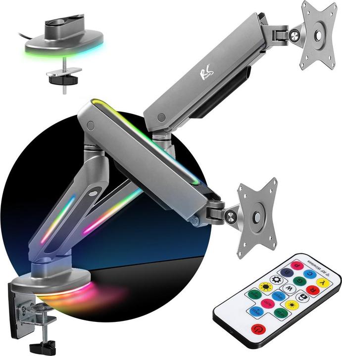 Immagine prodotto NanoRS Supporto per monitor da gioco a 2 pieghe 17-32 con illuminazione LED RGB regolabile Supporto da (Tavolo, 32.01")
