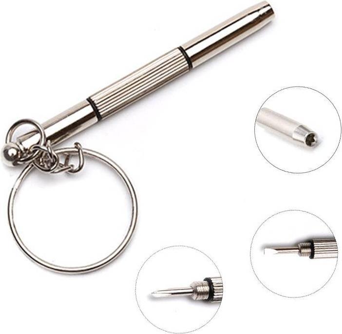 Actual product image PhoneLook Porte-clés multifonctions 2 en 1 en aluminium avec tournevis à tête plate et cruciforme (1 pc)