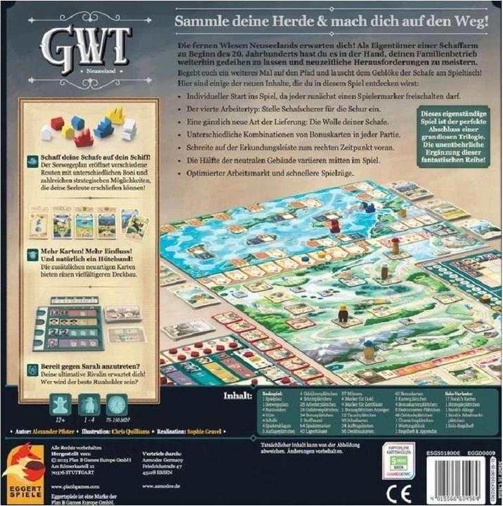Produktbild Eggertspiele EGGD0009 - Great Western Trail: Neuseeland, Brettspiel, für 1-4 Spieler, ab 12 Jahren (DE-Ausgabe) (Deutsch)