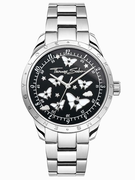 Actual product image Thomas Sabo Damenuhr mit Schmetterlingen silberfarben (34 mm)