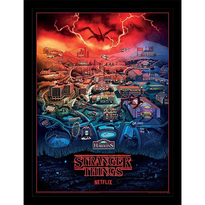 Immagine prodotto Stranger Things Hawkins Town Poster Incorniciato (40 x 30 cm)