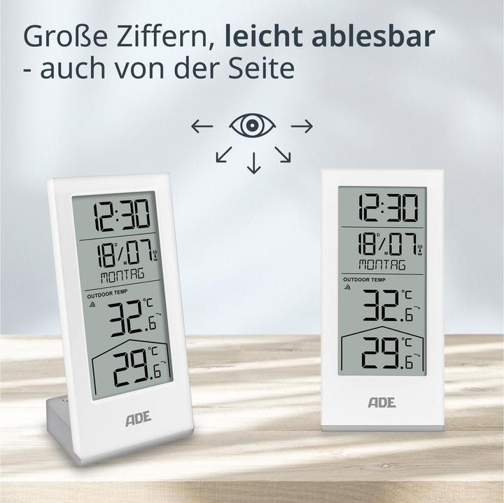 Produktbild ADE Wetterstation mit Funk-Aussensensor Weiss, Funktionen