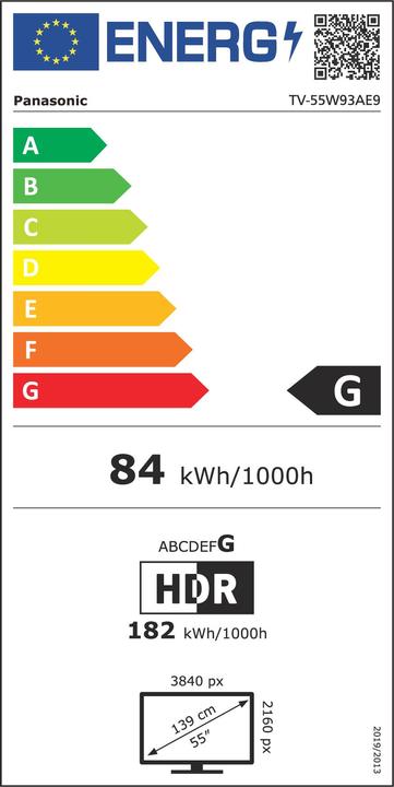Energie-Label Panasonic TV-55W93AE9 Ultra HD HDR LED-TV 55 (139 cm) FOS (55", LCD, 4K)