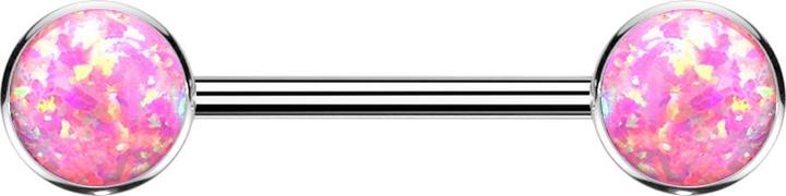 Produktbild Star Piercing Threadless Barbell silber Scheibe front mit Opal pink (ohne Messing, Titan G23)