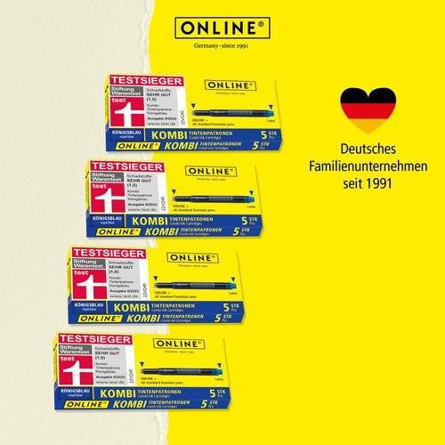 Immagine prodotto Online 20x cartucce d'inchiostro combinate blu, 20 pezzi (cartucce universali, compatibili con tutti i (Calamaio, Blu)