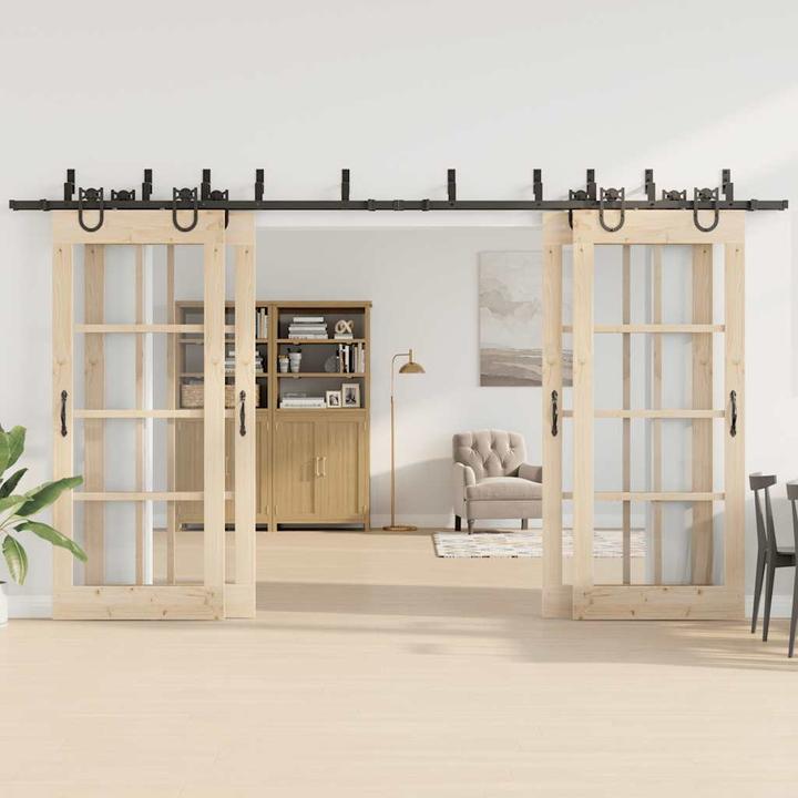 Immagine prodotto VidaXL Set di ferramenta per porte scorrevoli 200 cm acciaio nero Set di ferramenta per porte scorrevoli