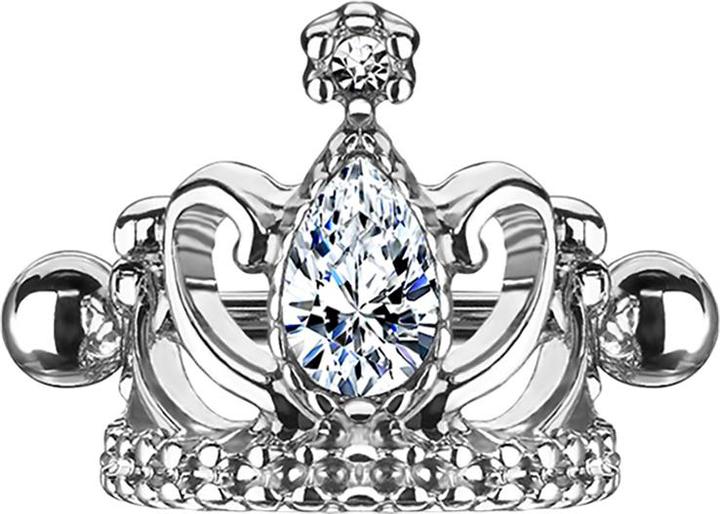 Produktbild Star Piercing Micro Barbell silber Tiara mit Kristall silber (Chirurgenstahl 316L, Messing)