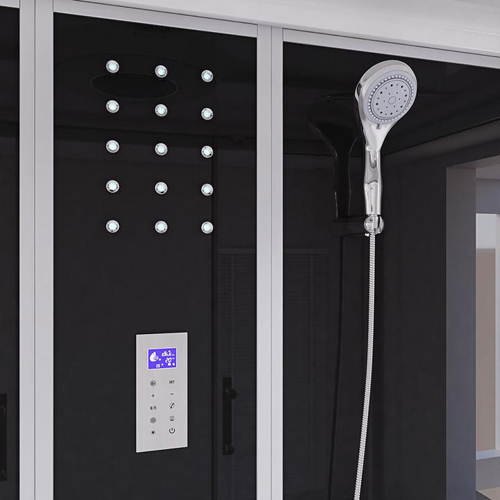 Produktbild Home Deluxe Dampfdusche mit Whirlpoolfunktion und LED-Beleuchtung YARU BLACK - 170x90x220 cm