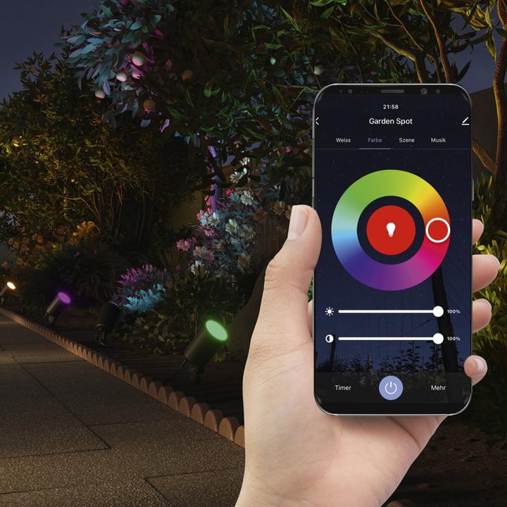 Image du produit Hama Lampe de jardin WLAN avec piquet de terre, étanche, colorée, intensité lumineuse variable (450 lm, IP65)