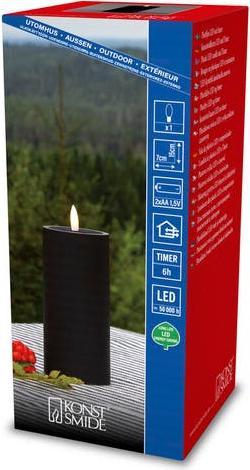 Produktbild LED Kunststoffkerze sw 1875-700 Aussen 1875-700 6h Timer D7 H15cm 2xAA