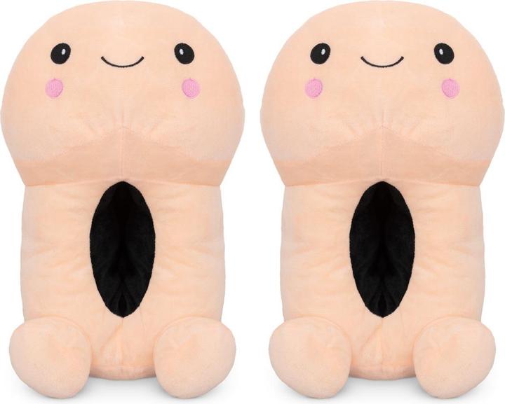 Image du produit Easytoys Chaussons en forme de pénis avec un visage souriant - Beige (L, XL)