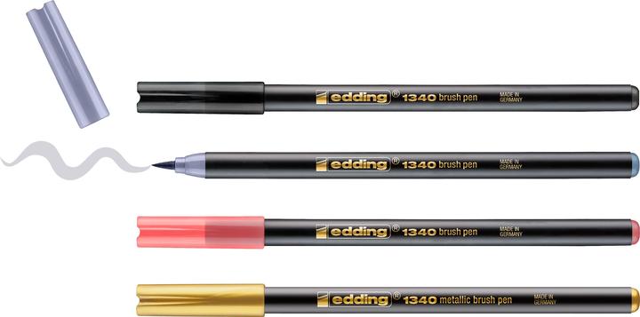 Produktbild Edding Malstiftebox Brushpen 1340 metallic Mix 4 Stück, Assortiert (Assortiert, 4 x)
