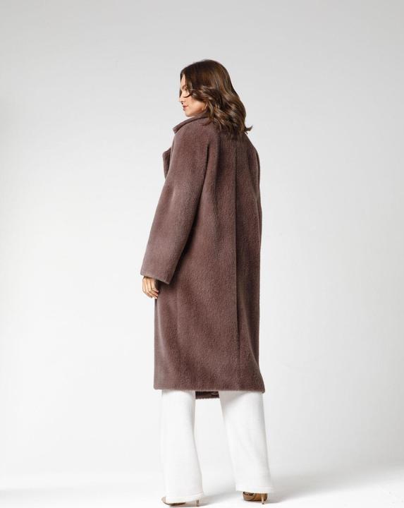 Actual product image Furnari Smooth eco-fur coat with turn-down collar in warm Coffee Liqueur shade (42,44,46,50) (42, 44, 46, 48)