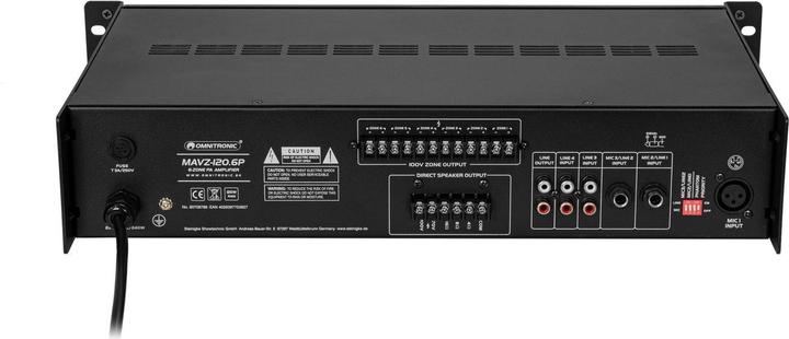Actual product image Omnitronic MAVZ-120.6P ELA mixing amplifier (DVD players, Bluray Player)