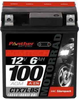 Actual product image Panther Batterien Motorbike battery AGM YTX7L-BS 12V 6Ah (12 V, 6 Ah)