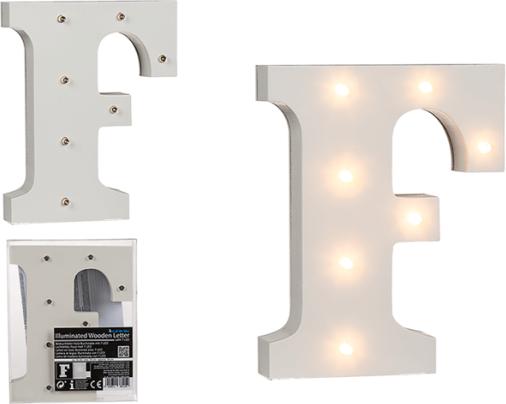 Actual product image Ootb Illuminated wooden letter F, with 7 LEDs, approx. 16 cm