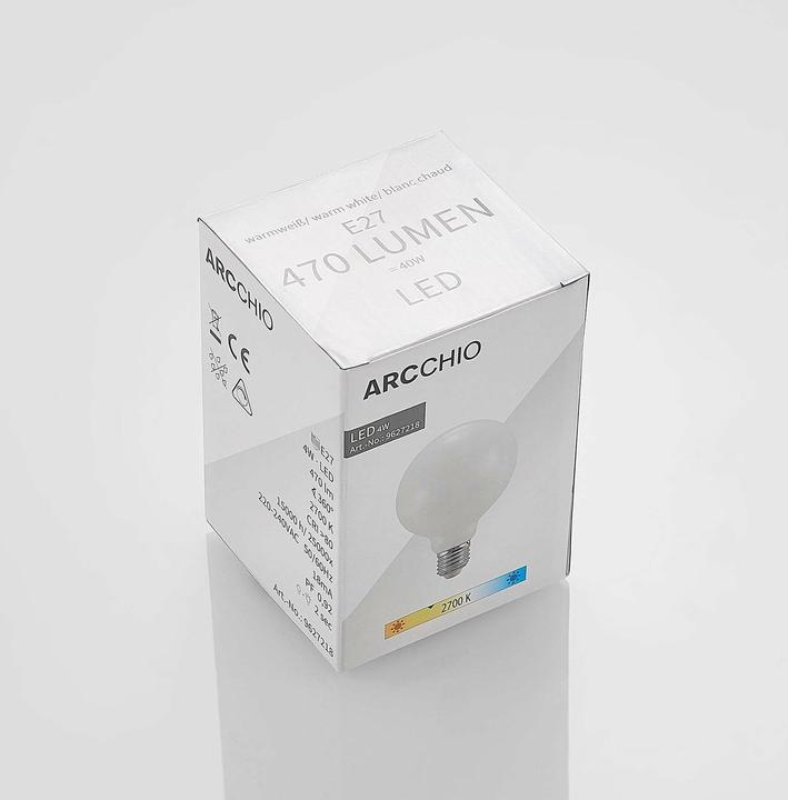 Image du produit Arcchio Ampoule LED E27 4W 2.700K G95 Globe, à intensité variable, opale (E27, 470 W, 470 lm, 1 x, E)