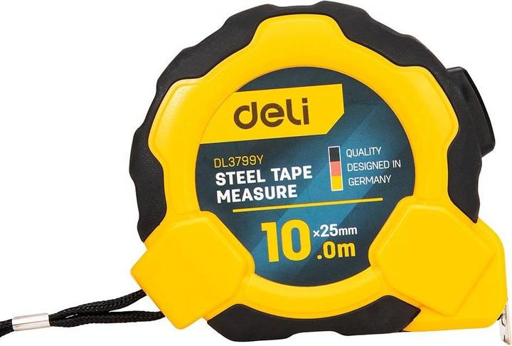 Actual product image Deli Tools Steel Measuring Tape 10m/25mm EDL3799Y (yellow)