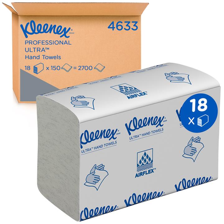 Image du produit Kleenex Serviettes pliées 2lg. 24,1x19,1cm 37374 blanc, pliage en Z 18x150 feuilles (18 x)