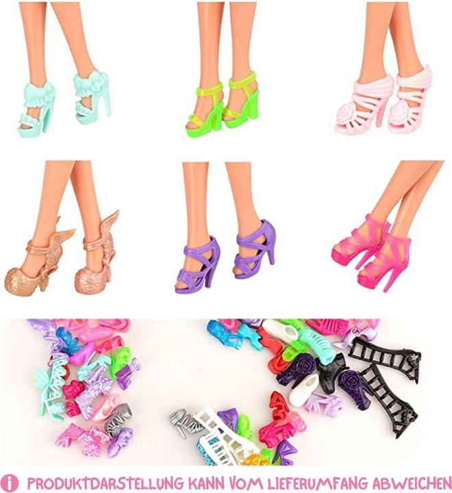 Produktbild Hermex 40 Paar Schuhe Stiefel Sandalen für Barbie Puppen Zubehör Kleidung
