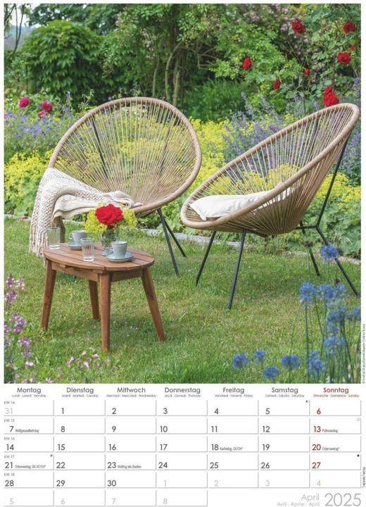 Produktbild Alpha Edition Traumgärten 2025, 29,7x42cm, Bildkalender mit schönen Garten-Motiven für jeden (Harter Einband, Deutsch)