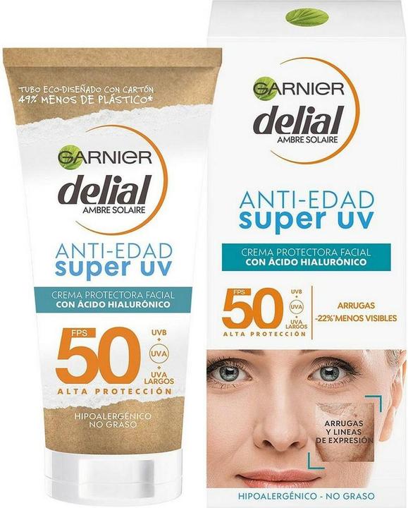 Actual product image Garnier Delial Anti Aging Super Uv Protection Cream for Face Spf50 50ml (Sun cream face, SPF 50, 50 ml)