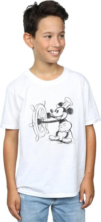 Actual product image Disney Boys Mickey Mouse Steamboat Sketch T-Shirt (140, 146)