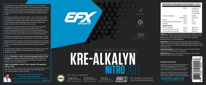Image du produit EFX Kre-Alkalyn Nitro PRO (120 pièce(s), Capsules)
