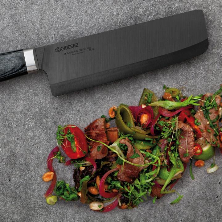 Immagine prodotto Kyocera Coltello Nakiri in ceramica della serie Japan, nero, 16 cm (16 cm)