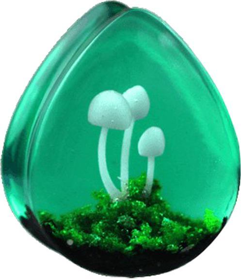 Produktbild Star Piercing Flared Plug Tropfen Pilz Epoxy grün (ohne Messing, Organisch)